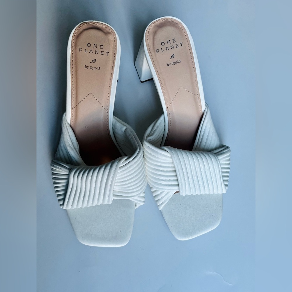 White Textured Mules